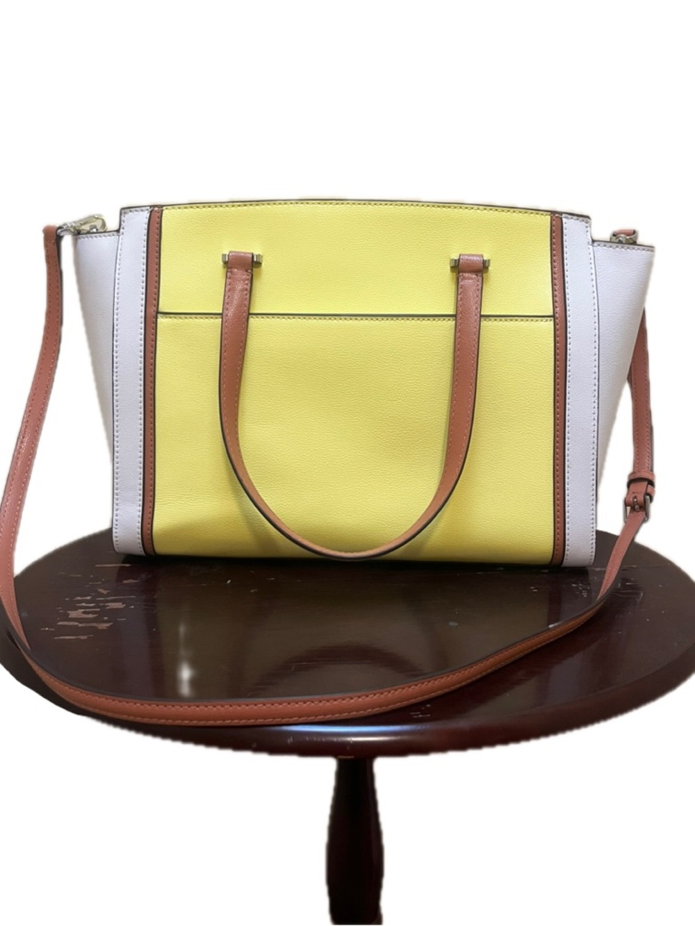 🪻SOLD🪻Kate Spade Patterson Drive Geraldine Colorblock Satchel Limelight Yellow - Picture 4 of 15